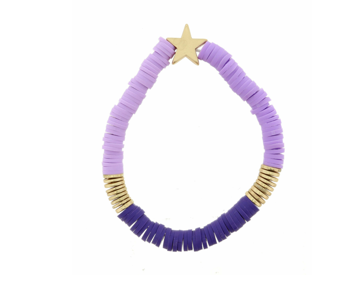 Kids Purple Rubber Sequin With Gold Star Bracelet