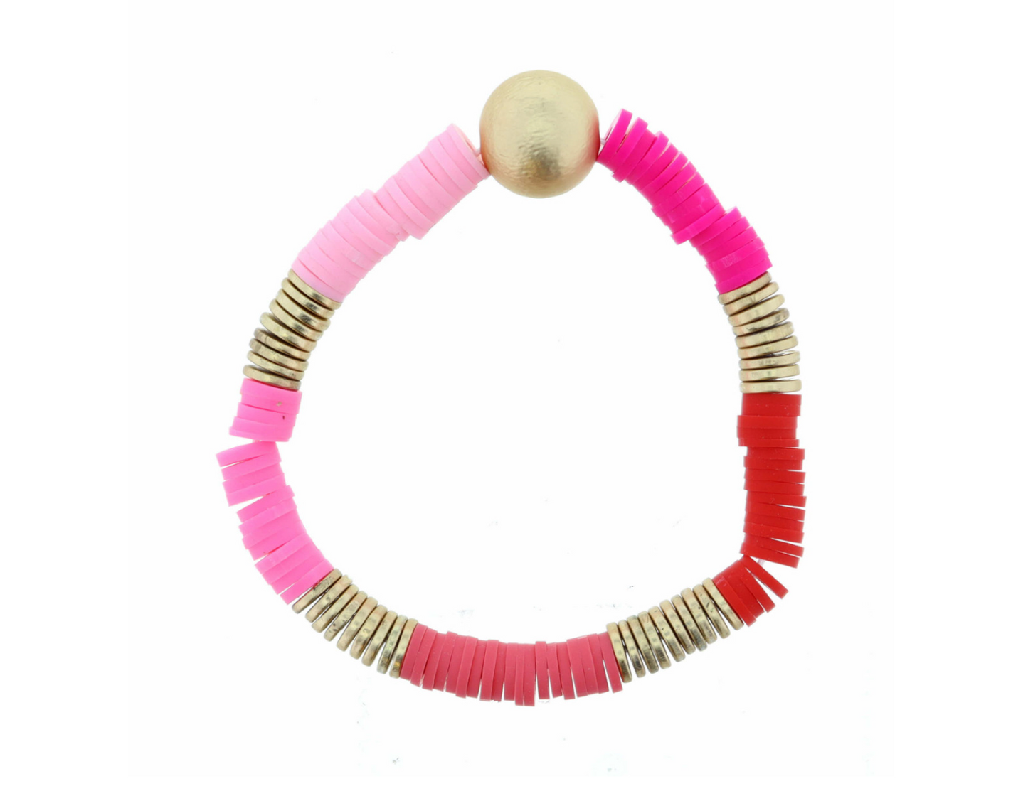 Kids Pink Shades Colorblock Rubber Sequin With Gold Ball Bracelet