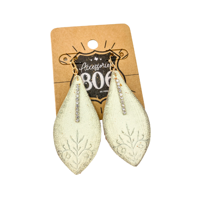 Crystal Leather Teardrops - Ivory