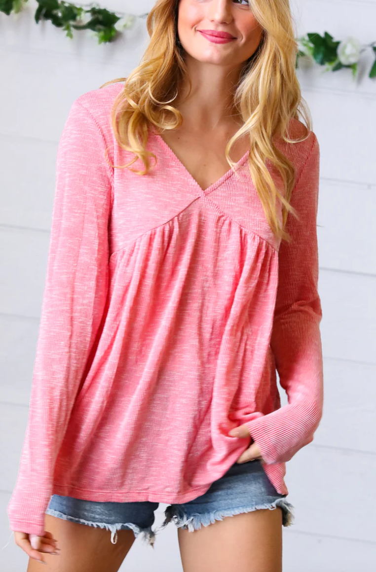 Ribbed Coral Blouse