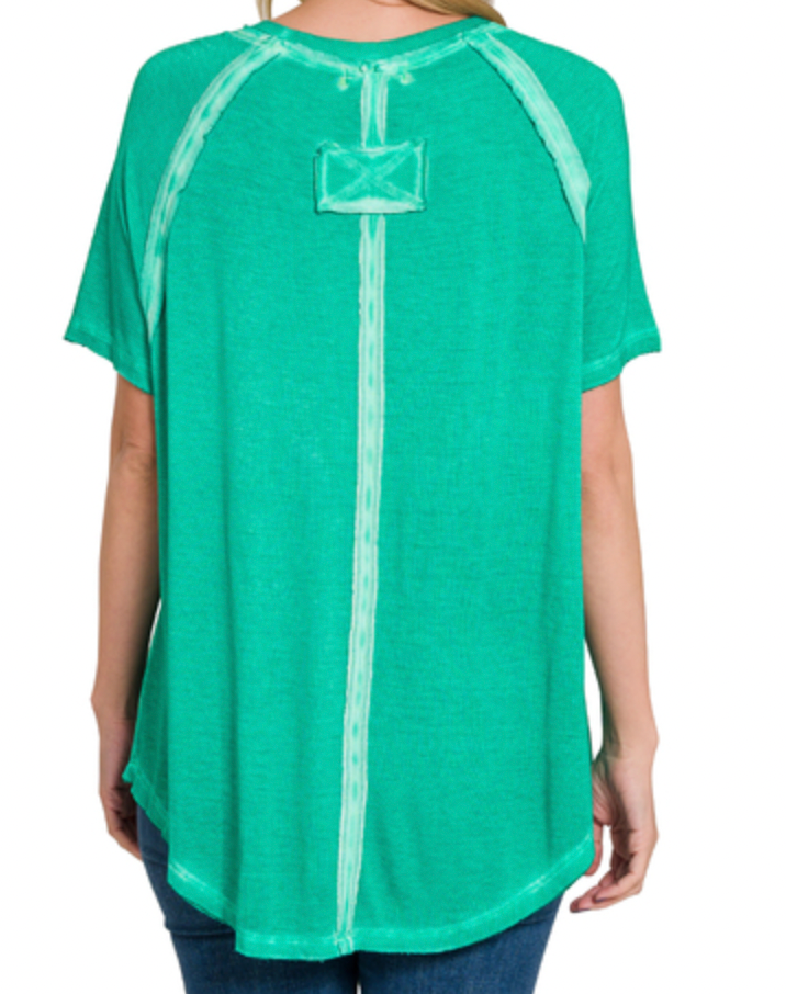Washed Dolman Sleeve Top - Kelly Green