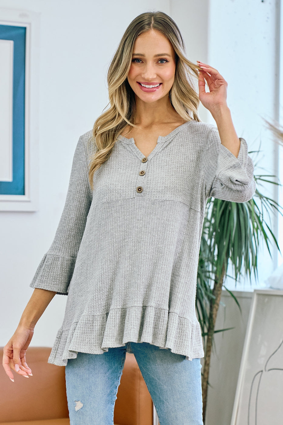 Easy Day Waffle Blouse