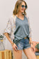Grey Contrast Sleeve Blouse