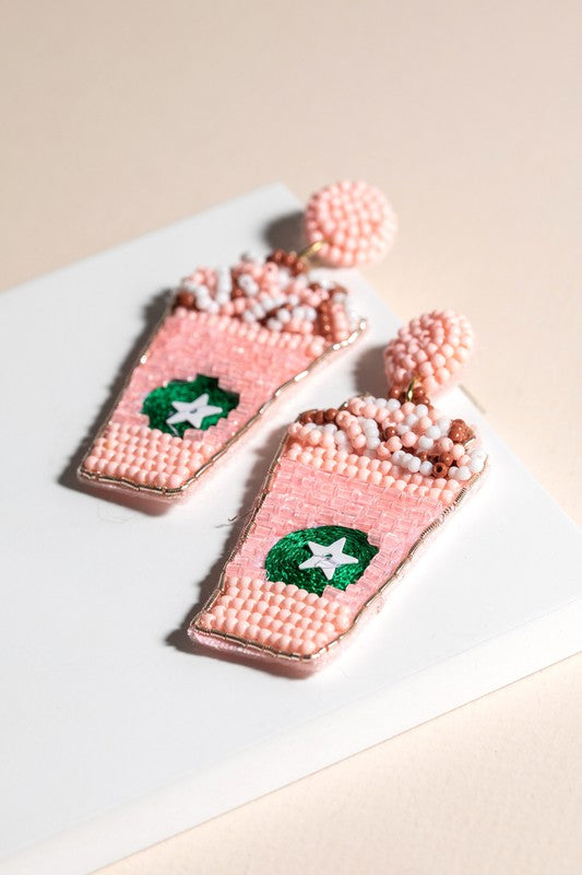 Pink Drink Seed Bead Earrings